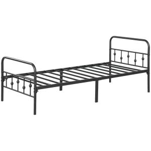 Sängram Sängstomme Svart av Metall för Sovrum och Gästrum Hopfällbar Säng för Madrass 200 x 90 cm