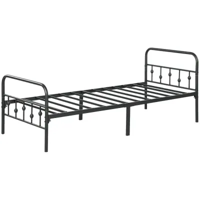 Sängram Sängstomme Svart av Metall och Gästrum 200 x 90 cm