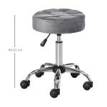 Ergonomisk Rullpall med Ryggstöd, Justerbar Snurrpall för Arbete och Skönhetsvård, Bekväm Sits i Sammet för Frisör och Klinik, Grå, 35 x 35 x 49-61 cm