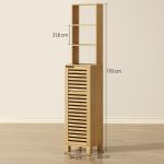 Badrumsskåp Högt Smalt Naturfärgad Bambu för Badrum och Tvättstuga Förvaring med Hyllor och Skåp Ribbad Dörr och God Ventilation 34x30x170 cm