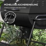 Kolgrill BBQ Rökare med Lock Svart av Metall för Camping och Terrass Mobil Grillvagn med Termometer 95 x 71,5 x 102 cm
