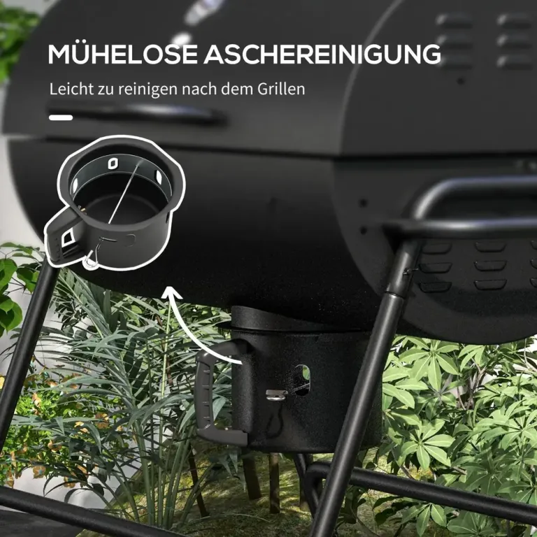 Kolgrill Bbq Rökare med Lock Svart 95 x 71,5 x 102 cm