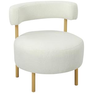 Fåtölj Sherpa med Metallben Gräddvit Fleece och Stål för Vardagsrum Modern Loungestol med Mjuk Stoppning 67x67x71 cm