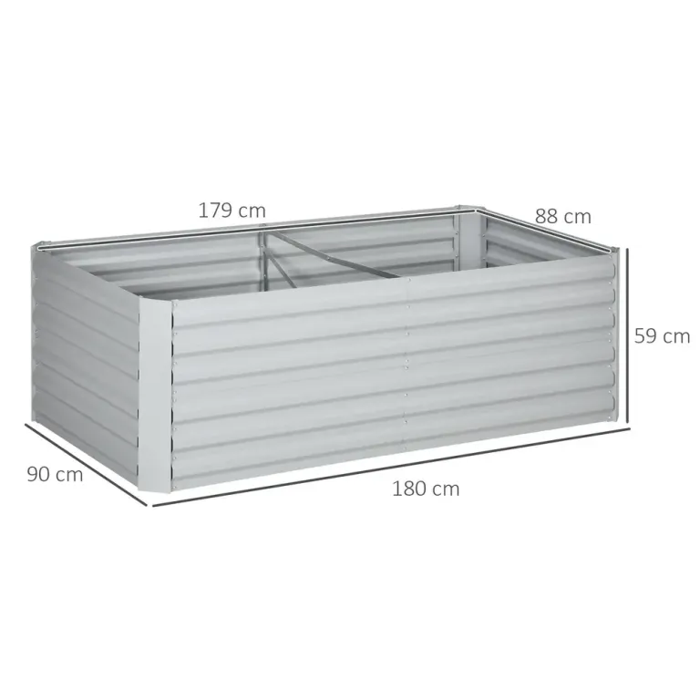 Odlingsbänk Högbädd Planteringslåda Silver 180 x 90 x 60 cm