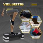 Justerbar Stepbräda för Aerobics, Halkfri Träningsbänk med 3 Höjdlägen, Effektivt Redskap för Fitness Hemma, Svart/Grå, 80 x 31 cm