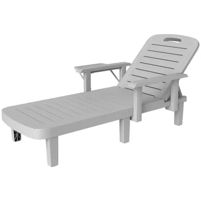 Solstol Solsäng med Sidobord Ljusgrå av Plast Ve Metall Ve