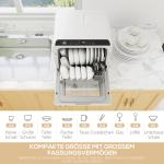 Bänkdiskmaskin med 6-liters Tank, 5 Program, LED-display och Torkfunktion, Vit