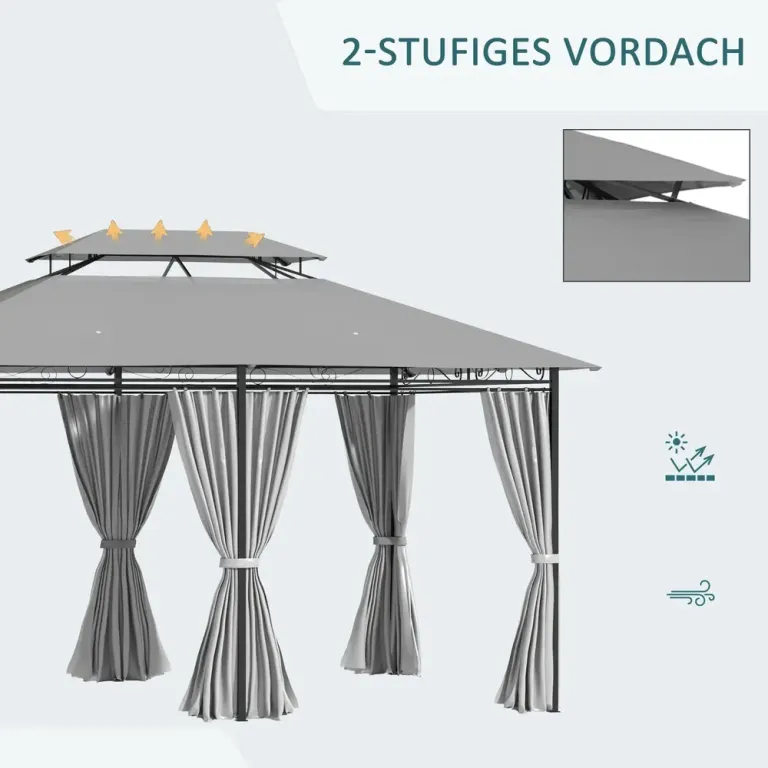 Trädgårdspaviljong 6 Sidopaneler Partytält 3 x 4 m