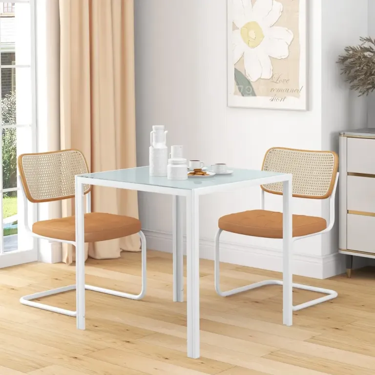 Matbord Vit av Härdat Glas 75 x 75 x 75 cm