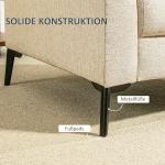 Soffa Loveseat Beige av Tyg med Linnelook och Metall för Vardagsrum 2-Sits Stoppad Soffa 179 x 80 x 89 cm