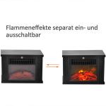 Vägghängd Elkamin med Välvd Glasfront Elektrisk Eldstad med Dimbar Flameffekt Fjärrkontroll och Timer Svart