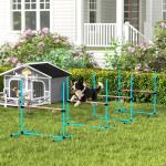 Agilityhinder Hund 4 Delar Ljusblå Plast för Träning Justerbar Hoppställning med Väska 99x65x94 cm