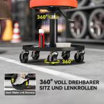 Höjdjusterbar Verkstadspall med Hjul, 38-50 cm och 135 kg Lastkapacitet, Orange