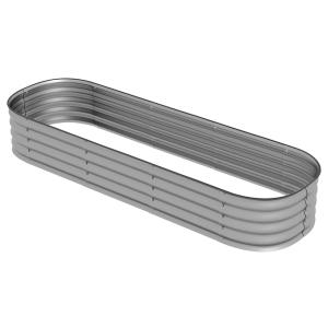 Upphöjd Bädd Planteringslåda Silver av Metall för Trädgård och Balkong Blomsterlåda med Öppen Botten Robust Odlingslåda 195 x 62 x 30 cm