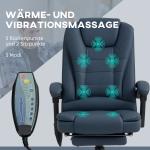 Massagestol med 7 Vibrationspunkter, Justerbart Fot- och Ryggstöd, upp till 120 kg, Läderlook, Blå