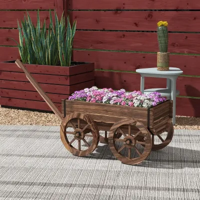 Odlingskrage Blomlåda Trävagn Förkolnad av T