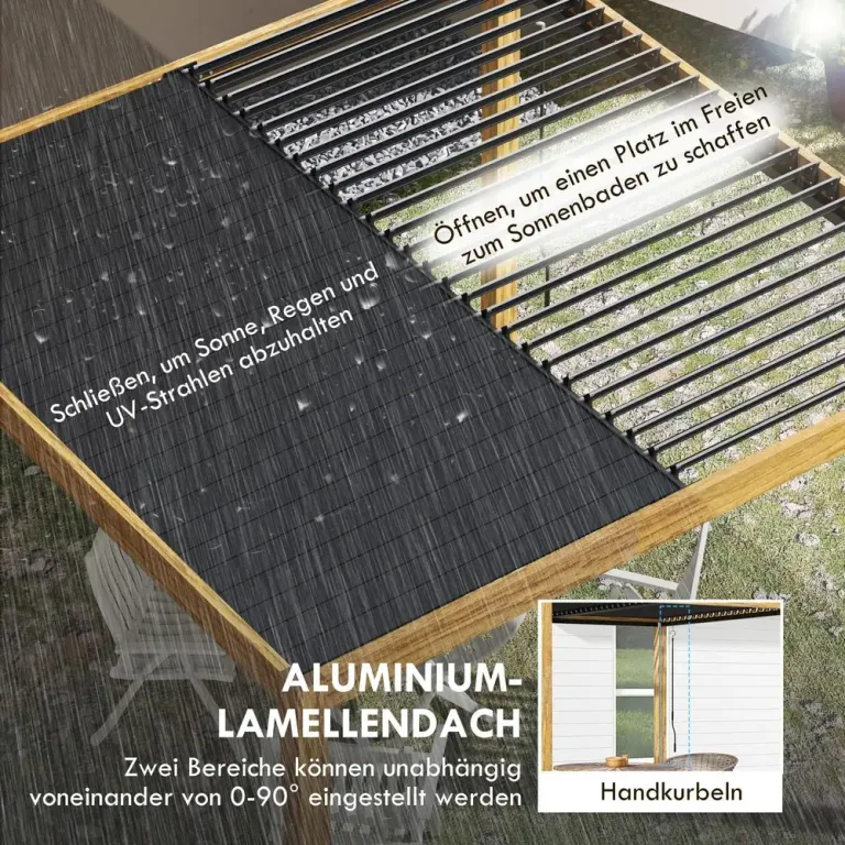 Pergola Trädgårdspaviljong Natur av Aluminium 3 x 3 m