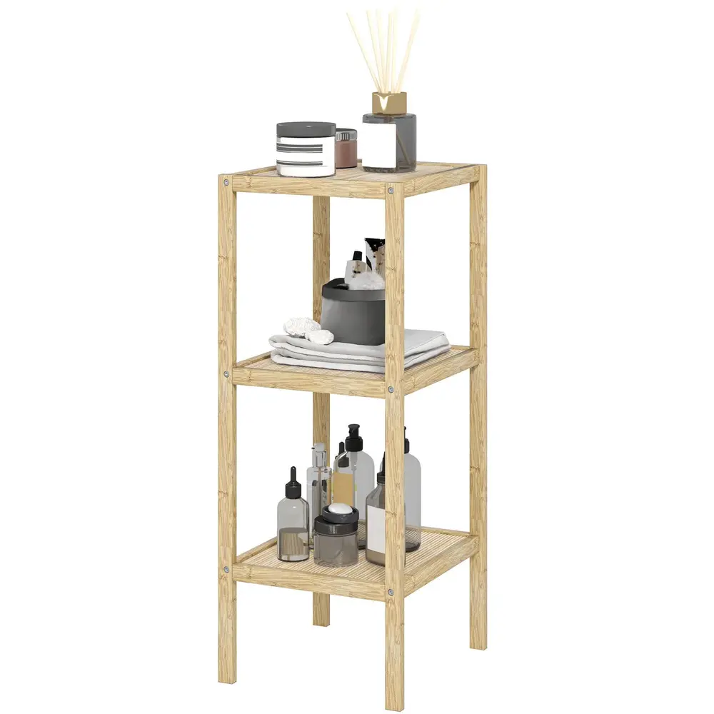 Badrumshylla Stående Hylla Natur av Bambu 33 x 31 x 78 Cm
