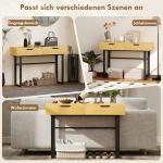 Konsolbord Smalt Natur Spånskiva och Metall för Hall Sidobord med 2 Lådor och Hylla Industriell Design 110x35x77 cm
