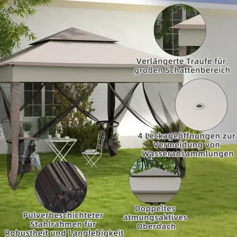 Hopfällbart Paviljong Trädgårdstält 3,25 x x 2,65 m