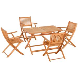 Hopfällbar Trädgårdsgrupp i Poppelträ, Klassisk Matgrupp för 4 Personer, Naturlig Design för Uteplatsen, Natur