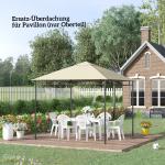 Reservtak till Paviljong med 8 Dräneringshål och Vattenavvisande Yta för Trädgård Hållbar och Lättmonterad Krämfärgad Polyester 3 x 3 m