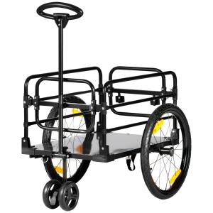 Lastvagn Cykelvagn Gul av Oxford Tyg och Metall för Cykelturer 2-i-1 Vagn med Broms och Förvaringsväska 40 kg 130 x 64 x 103 cm