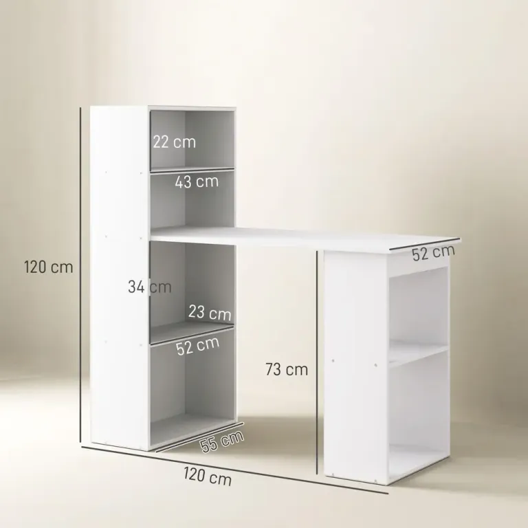 Skrivbord Datorbord Vit av Trä och Metall 120 x 55 cm