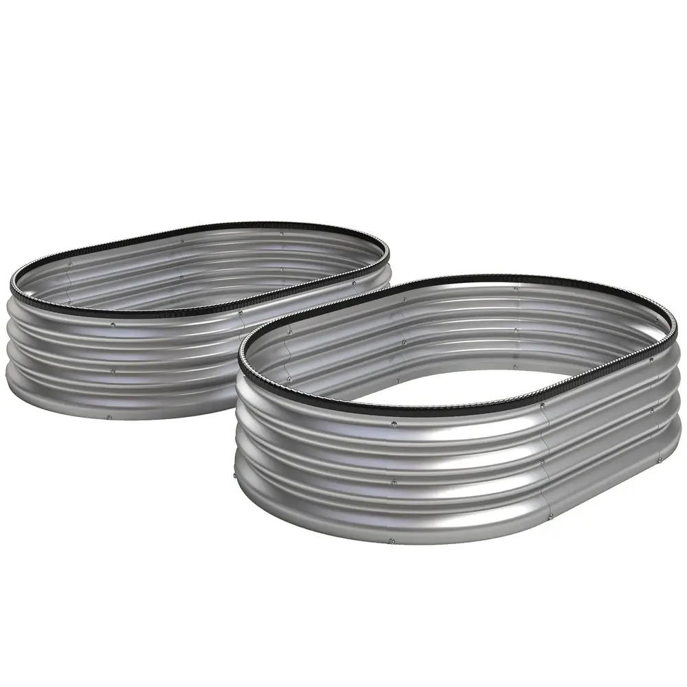Odlingskrage Metall 2-pack Oval Silver 135x90x30 Cm
