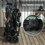 Hopfällbar Trädgårdsvagn Transportvagn med Avtagbar Presenning, 120 kg, 160 L, Mörkgrå