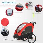 Barnvagn Joggercykelvagn 3 i 1 Aluminium för 2 Barn med Flagga Röd Svart 150 X 85 X 107 Cm