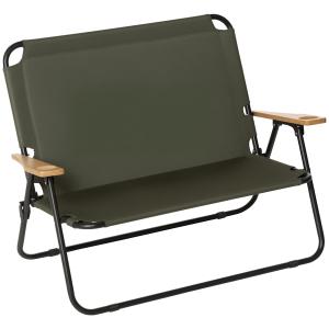 Hopfällbar 2-sits Campingstol med Armstöd och Mugghållare, upp till 160 kg, för Trädgård, Camping och Strand