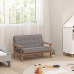 Barnfåtölj Sammet Grå Trä och Tyg för Barnrum Bekväm Barnsoffa med Stoppning och Armstöd för Barn 3–15 År Mjuk Design