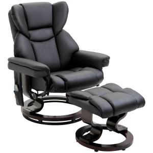 Avkopplande Stol med Massagefunktion och Fotpall, Liggfunktion, Konstläder, 79 x 82 x 101 cm