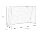 Fotbollsmål med Robust Nät och Markpinnar för Träning och Match för Barn och Vuxna Stabil och Lättmonterad Vit Plast 300 x 120 x 200 cm
