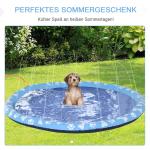 Splash Sprinkler Pad Vattenlekmatta, Halkskyddad Vattenmatta för Hundar, Rolig Sommarlek i PVC för Trädgården, Blå, 170 cm