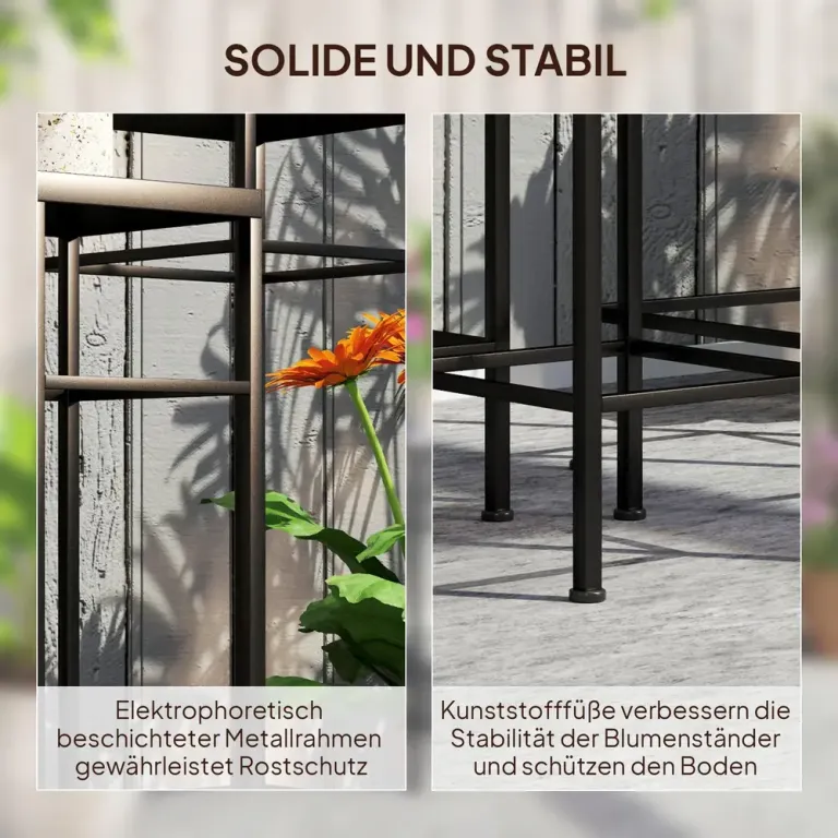 Växtställ Blomsterställ Set 3 Blå Vit av Metall 71 cm