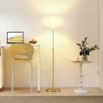 Golvlampa med Fjärrkontroll Dimbar Guld Metall och Tyg för Vardagsrum och Sovrum Justerbar Höjd och Ljusstyrka med Fotströmbrytare Elegant
