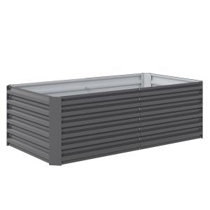 Odlingslåda Metall Mörkgrå Stål för Trädgård och Uteplats Planteringslåda med Öppen Botten Robust och Väderbeständig 180x90x57,5 cm