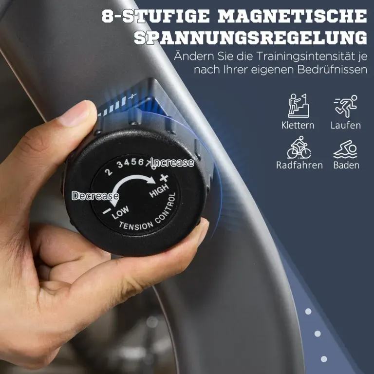 Liggande Motionscykel med LCD-Skärm 8 Nivåer Magnetiskt
