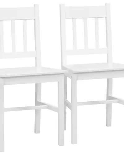 Set med 2 Köksstolar Massivt Trä Vit 41 x 46,5 x 85,5 cm