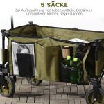 Strandvagn Transportvagn Hopfällbar med Tak Grön av Tyg och Metall för Camping och Strand Vagn med 4 Hjul 108 x 55 x 93 cm