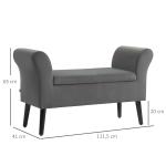 Bänk Förvaringsbänk Mörkgrå av Polyester och Trä för Hall och Sovrum Stoppad Bröstbänk med Armstöd 111,5 x 41 x 65 cm