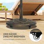 Parasollfot i Betong med Hjul Rund Design för Enkel Förflyttning Hållbar och Stabil Svart Betong för Rör 32, 38 och 48 mm