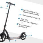 Barnsparkcykel Hopfällbar med Stötdämpning Höjdjusterbar från 14 År Aluminium 92,5 X 37,5 X 87-101,5 Cm
