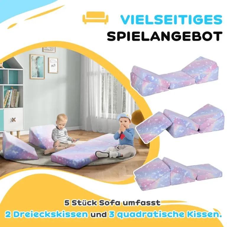 Leksoffa Barnsoffa Rosa av Skum och Sammetslook för Barnrum
