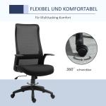 Ergonomisk Kontorsstol i Mesh, Bekväm Skrivbordsstol med Andasfunktion, Höj- och Sänkbar Snurrstol för Kontor, Svart