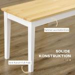 Bänk 2-Sits Bänk Vit av Furu för Matsal och Kök Lantlig Stil Lastkapacitet upp till 220 kg Robust Design 102 x 36 x 45 cm