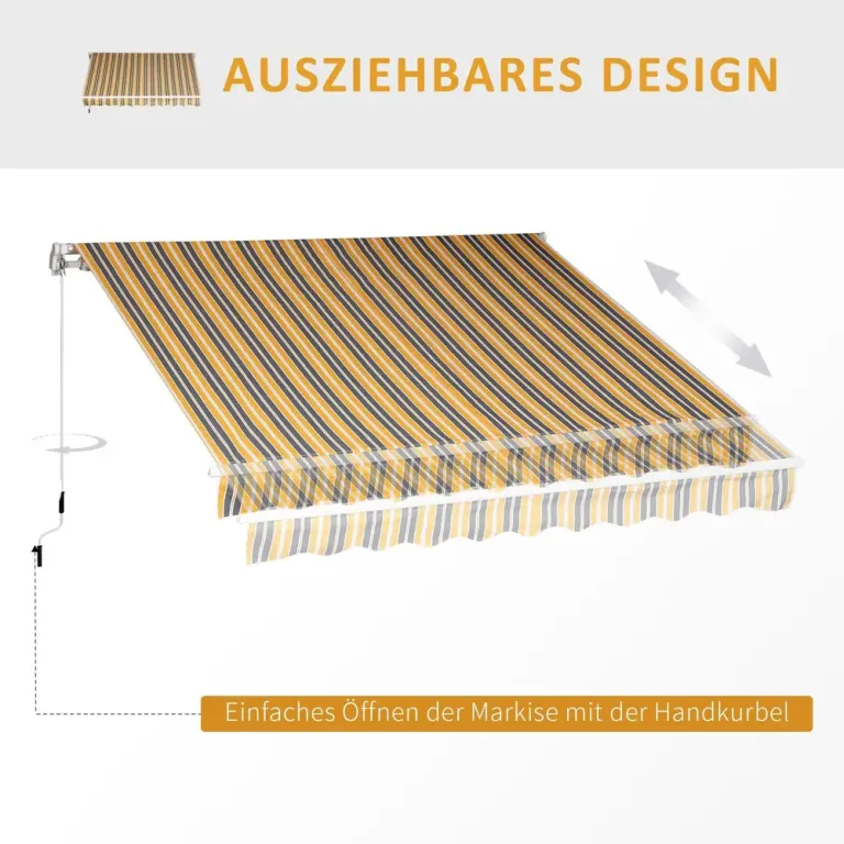Ledarmsmarkis med Handvev Aluminium 2,95 x 2,45 m