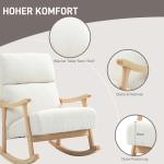 Gungstol med Sammetsklädsel och Ergonomiskt Ryggstöd, upp till 120 kg, Krämvit, 65 x 90 x 98 cm